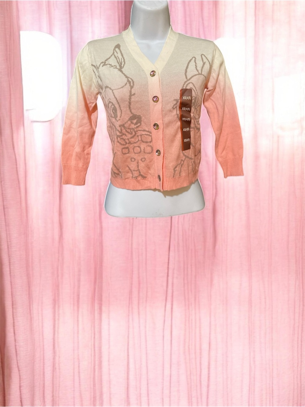 Disney Peach Gradient Bambi Button-Front Cardigan